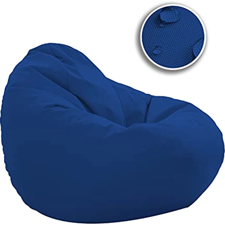 HomeIdeal - Sitzsack XXL Bodenkissen für Erwachsene & Kinder - Geeignet für Gaming oder Entspannen - Indoor wie Outdoor da er Wasserfest ist - mit EPS Perlen, Farbe:Blau, Größe:XXL – Bild 4