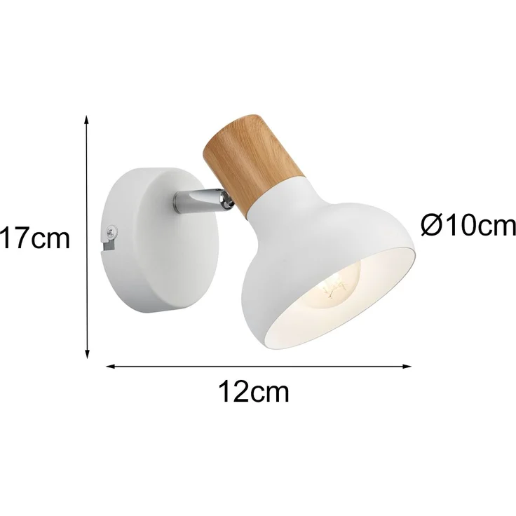 Wandstrahler LATIKA Metall Weiß mit Holzoptik, Breite 10cm – Bild 4