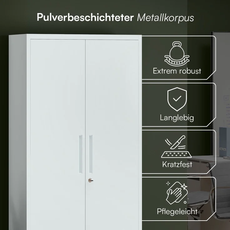 STEELSØN 'Regulus' Aktenschrank, Metall, grau, 175x40x80 cm, abschließbar, Metallschrank mit 5 Fächern, geeignet als Werkzeugschrank – Bild 3
