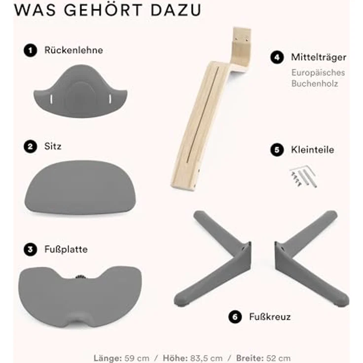 Stokke Nomi Hochstuhl Natural/Grey – Bild 5