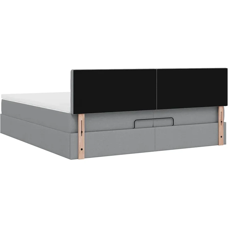 vidaXL Ottoman-Bett mit Matratzen & LEDs Hellgrau 200x200 cm Stoff 3312499 – Bild 9