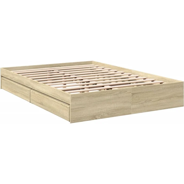 vidaXL Bettgestell mit Schubladen Sonoma-Eiche 150x200cm Holzwerkstoff 3280652 – Bild 3