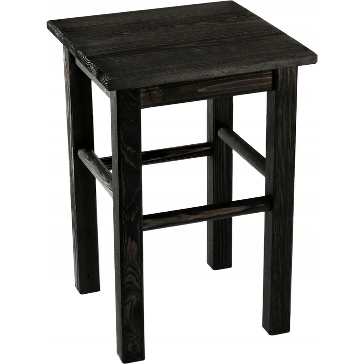 KADAX Holz-Küchenhocker, Hocker, Stuhl, 43,5 cm, massiv schwarz – Bild 1