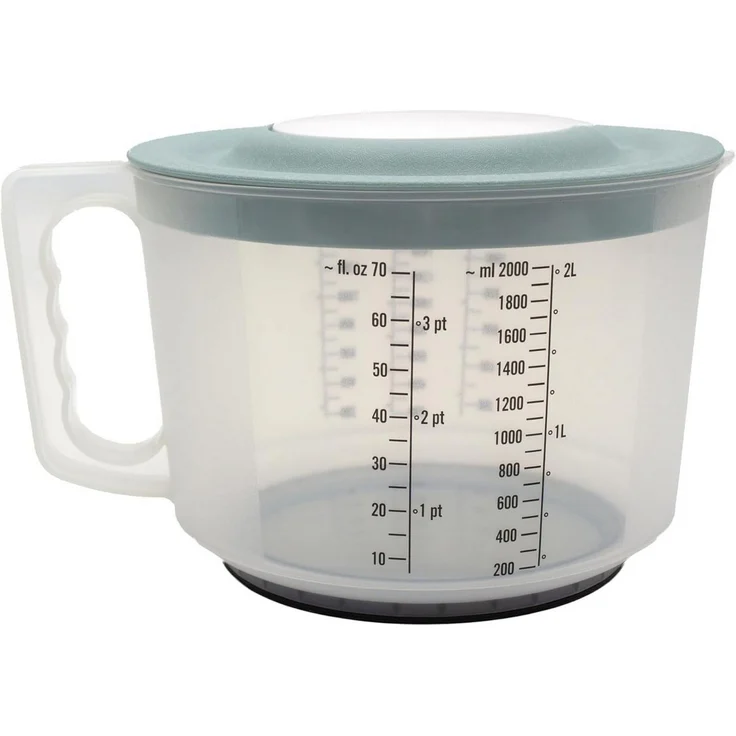 mucHome Messbecher 3in1 Rührbecher 2L mit Spritzschutz, Verschlussdeckel und Ausgießer – Bild 2