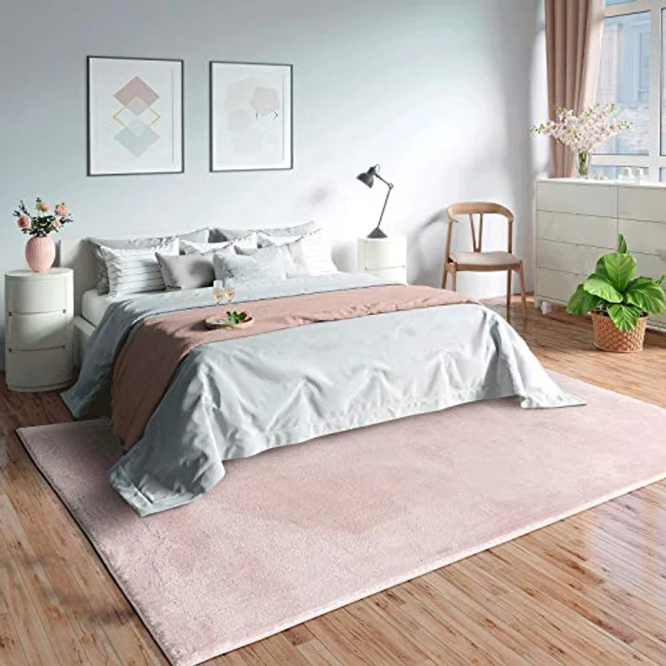 Mia's Teppiche Olivia Wohnzimmer/Schlafzimmer Teppich - waschbar - 160x220 cm, Rosa – Bild 1