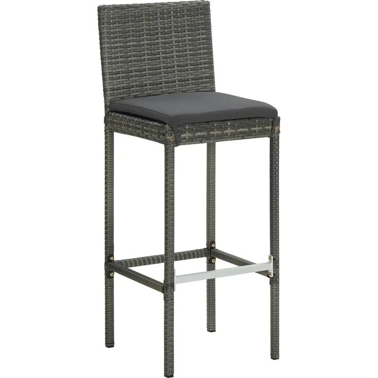 vidaXL Garten-Barhocker mit Kissen 4 Stk. Grau Poly Rattan 316671