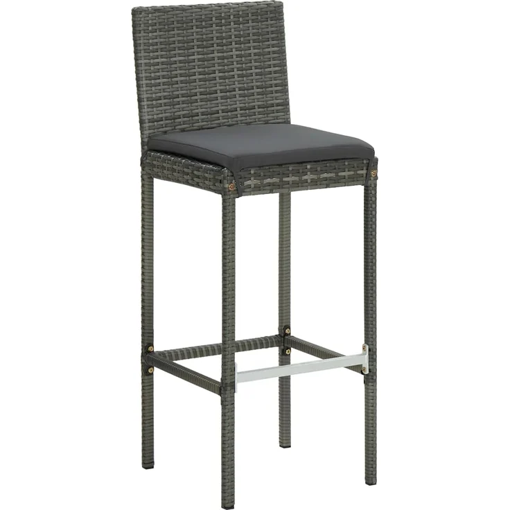 vidaXL Garten-Barhocker mit Kissen 4 Stk. Grau Poly Rattan 316671 – Bild 1