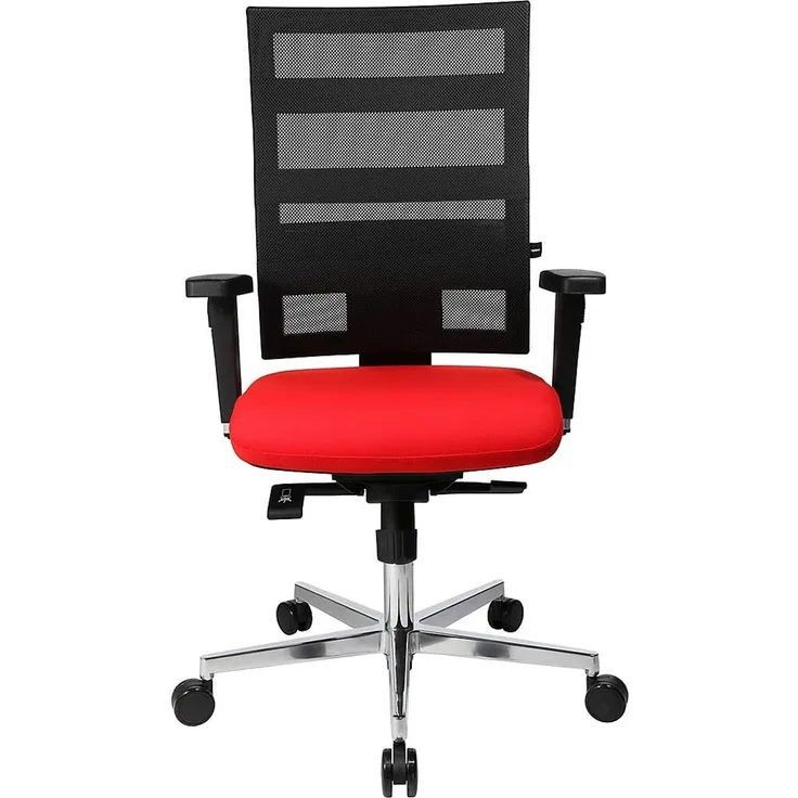 Topstar Sitness X-Pander Plus, ergonomischer Bürostuhl, Schreibtischstuhl, inkl. Multifunktions-Armlehnen, Body-Balance Tec-Gelenk, Stoff, rot / schwarz