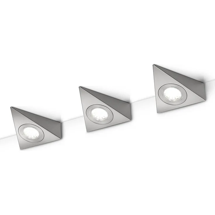 Trio Ecco LED-Unterbauleuchte 3er-Set, 3W, Nickel Matt (273370307)