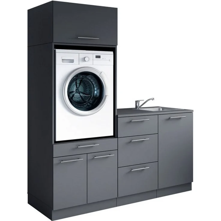 Laundreezy Mehrzweckschrank-Set Laundreezy, 4-tlg. Mehrzweckschrank-Set B/H/T 168/200/68 cm, (4-St), Breite 168 cm, Soft-Close-Funktion, höhenverstellbare Füße – Bild 4