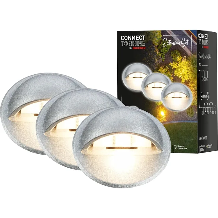 Briloner LED Außen-Bodenstrahler Teak Connect to Shine 3er Ergänzungsset 10 W warmweiß