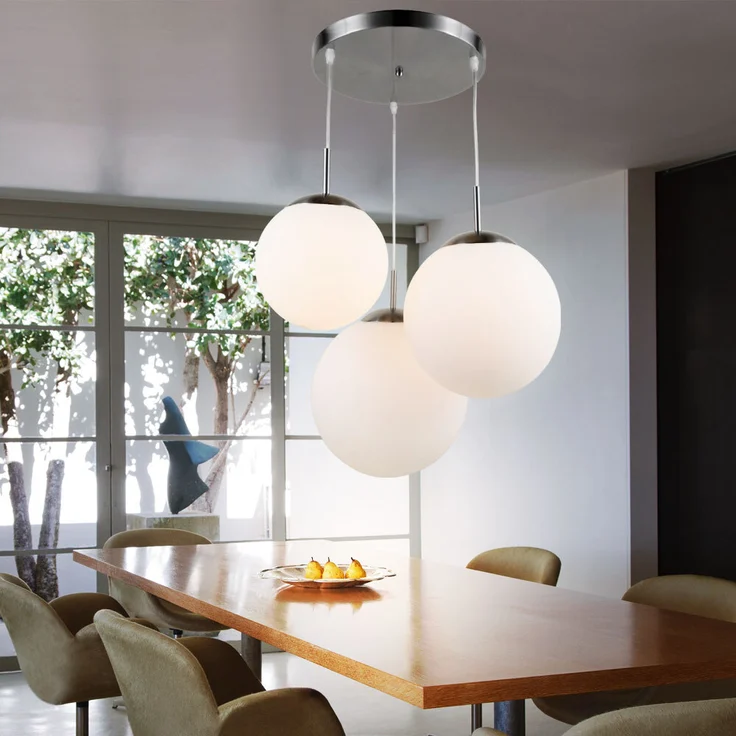 Hängeleuchte, 3 Flammig, Kugeln, Glas satiniert, D 51,5 cm – Bild 4