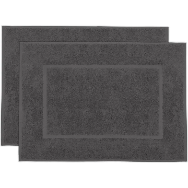 ZOLLNER 2er Set Badematten in 50x70 cm aus Baumwolle, graphit – Bild 1