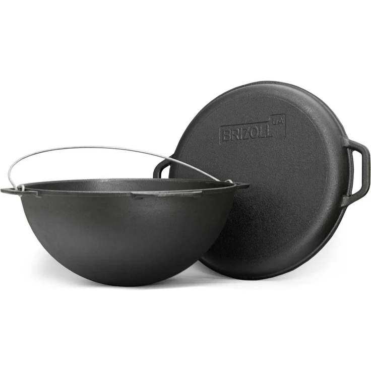 Ø36 Uchag 2mm stahl Utschak Utschag Campingofen 8L Gusseisen Kazan mit Gusseisen Deckel-Grillpfanne Kasan Feuerstelle Feldküche Außenküche Eintopfofen Gulaschkanone – Bild 8