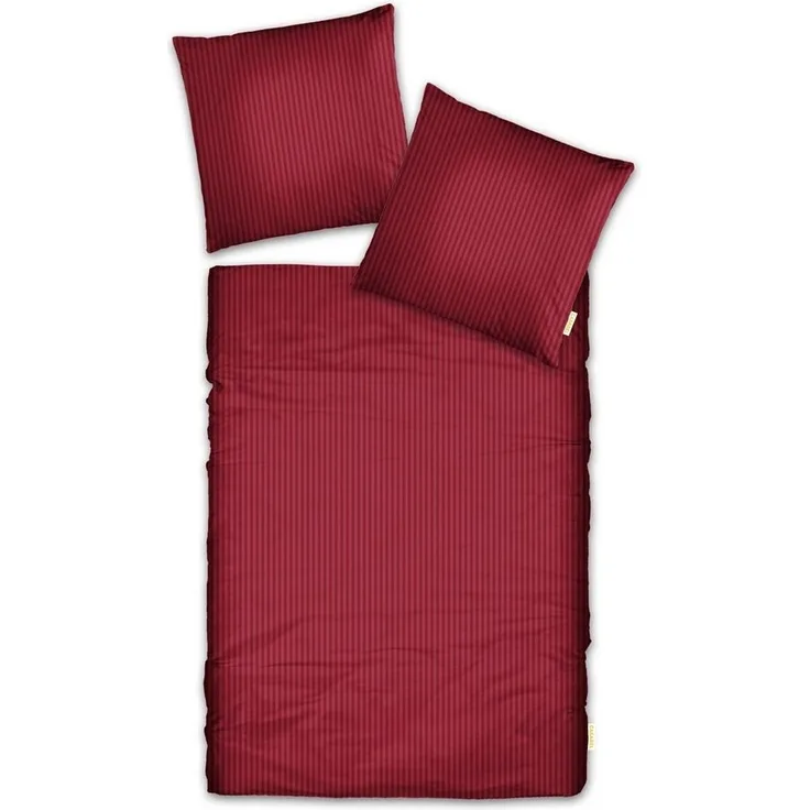 Brielle Bettwäsche Casabel Bettwäsche-Set aus Mako-Satin - Streifig - Bordeaux, 2 teilig, Mit Reißverschluss, 100% Baumwolle