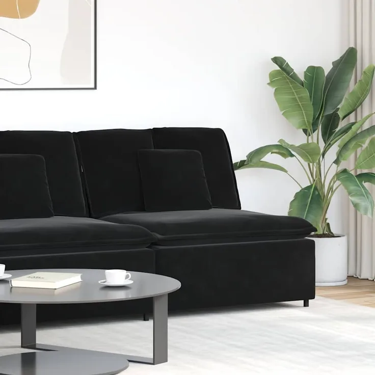 vidaXL Modulares Sofa Mittelmodul mit Kissen Schwarz 100 cm 4104434