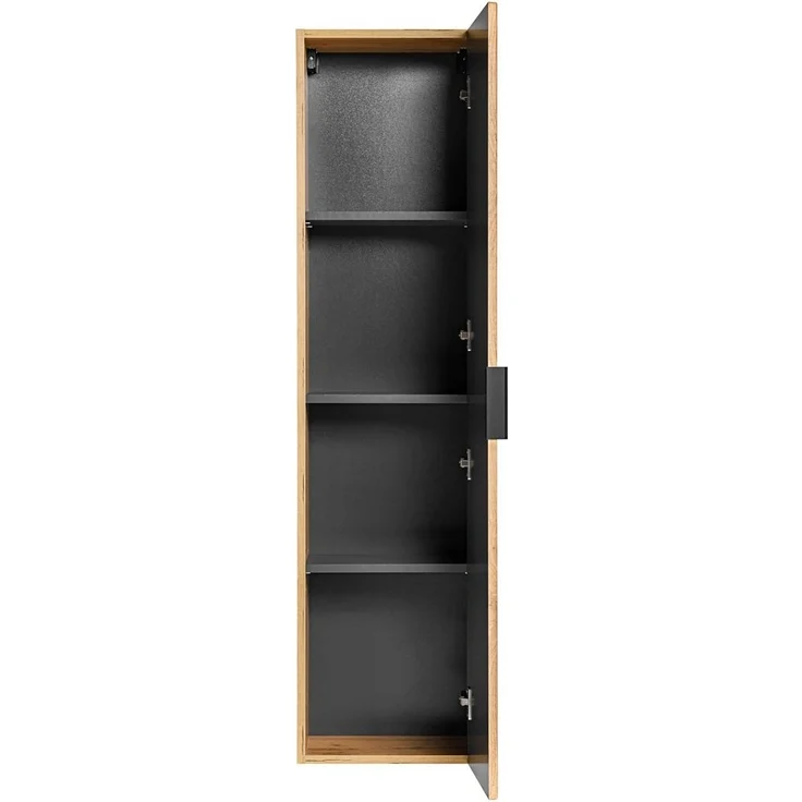 Badezimmer Hochschrank 1-türig ADELAIDE-56 in Wotan Eiche gerillt, B/H/T: 35/140/25 cm – Bild 3