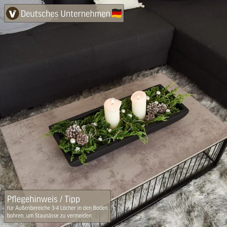 VIVANNO Pflanzschale Fiberglas ZOEY Schale, Anthrazit Matt 49x19x8 cm – Bild 5