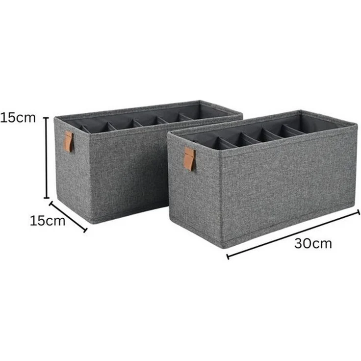 hausleben Organizer 2er Set Aufbewahrungsbox mit 6 Fächern, Faltbare Stoffbox 30x15x15cm – Bild 2