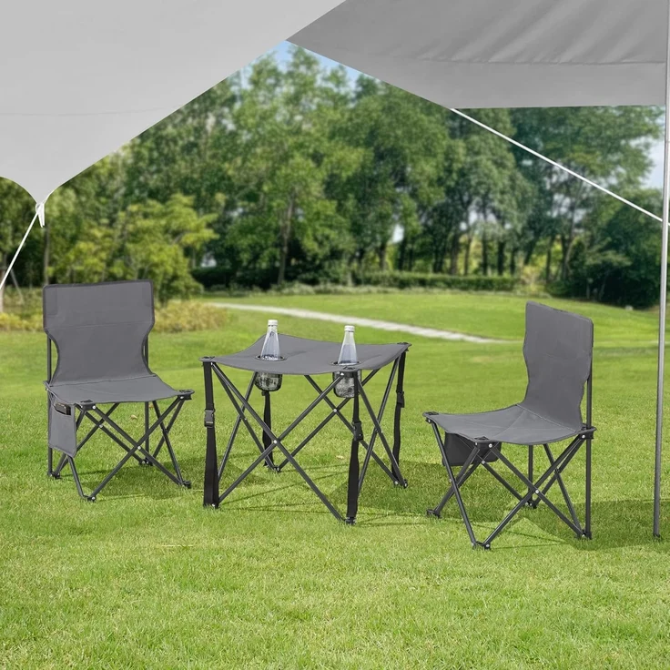 Campingmöbel Set Banz 3-tlg. Klappbar Grau [casa. pro] – Bild 1
