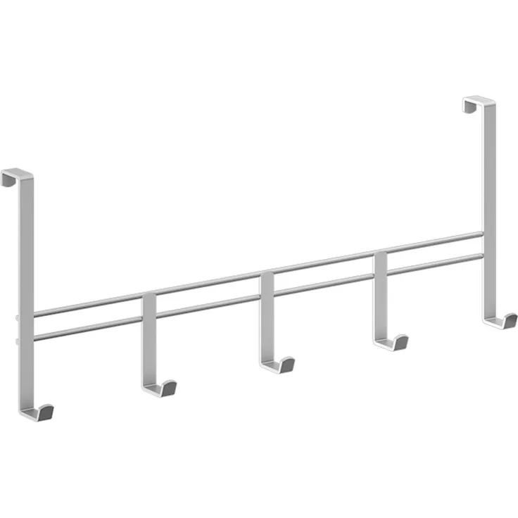 METALTEX 350930000 Türhängeleiste 38 cm mit 5 Haken, Polytherm, silbermetallic / Raumsparer