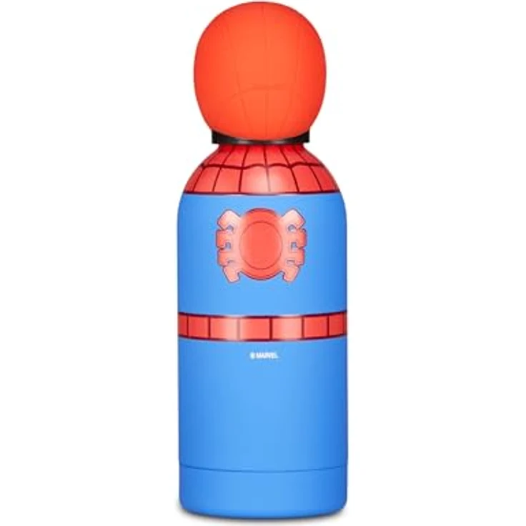 Seven Spiderman Trinkflasche, Thermosflasche, Wasserflasche, Thermosflasche aus Edelstahl, BPA-frei, 350 ml, Silikondeckel, Kinder, Jungen, Mädchen, Geschenkidee, rot/blau – Bild 2