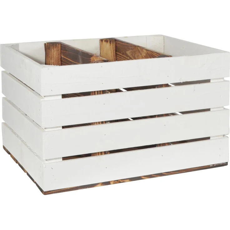 CHICCIE 2 Set Holzkiste Grete Geflammt Weiß - 2x Kurzes Regal Obstkiste Dekokiste Weinkiste – Bild 7