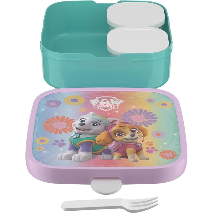 Mepal 'Campus' Brotdose Groß inklusive 2 auslaufsicheren Bento Fächern & Gabel, Kunststoff Paw Patrol Girls, 1250 ml – Bild 2