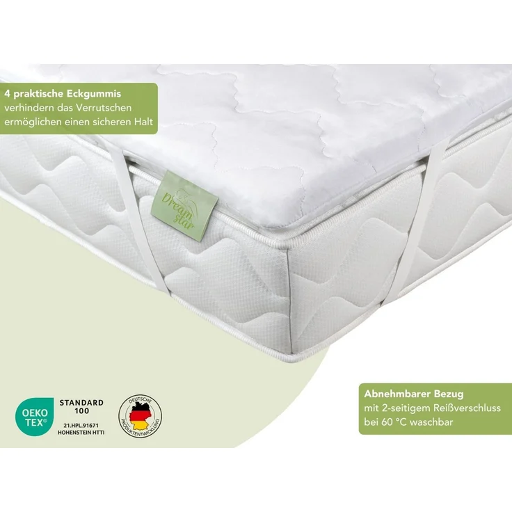 Dreamstar, Topper ergonomischer Matratzentopper in 3 Härtegraden - weich, mittel, fest, 6 cm hoch, Komfortschaum, rutschfest, Bezug waschbar - für Matratzen und Boxspringbetten – Bild 4