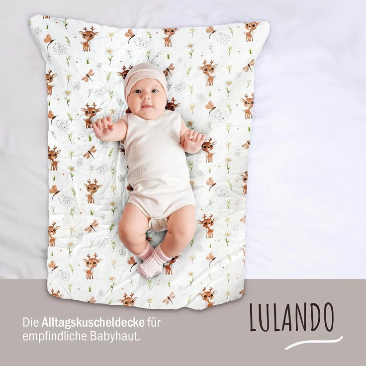 LULANDO Babydecke Kuscheldecke Krabbeldecke aus 100% Baumwolle, antiallergisch, Standard 100 von Oeko-Tex, hergestellt in der EU,(100x75 cm). Kuschelige Lieblingsdecke für Ihr Baby. – Bild 5