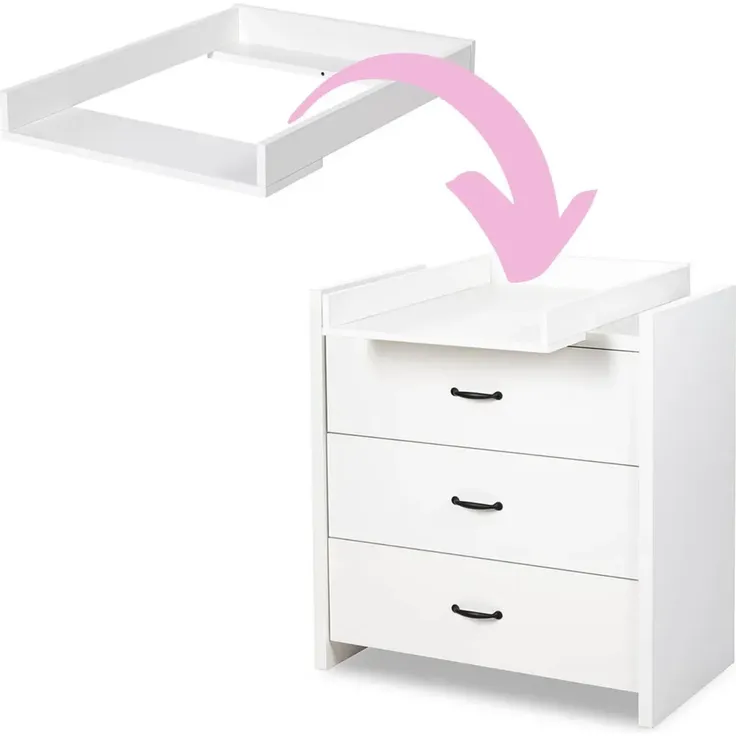 Sleepyshop24 Wickelaufsatz für Kommode Weiß - Holz Wickelbrett für Baby 70x50 cm - Stabiler Wickeltischaufsatz