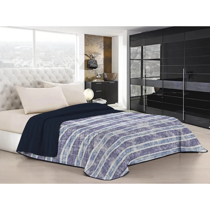 Fantasy Doubleface Sommersteppdecke, 220x270 cm, Jeans stripes, Microfiber, Kelin Doppel