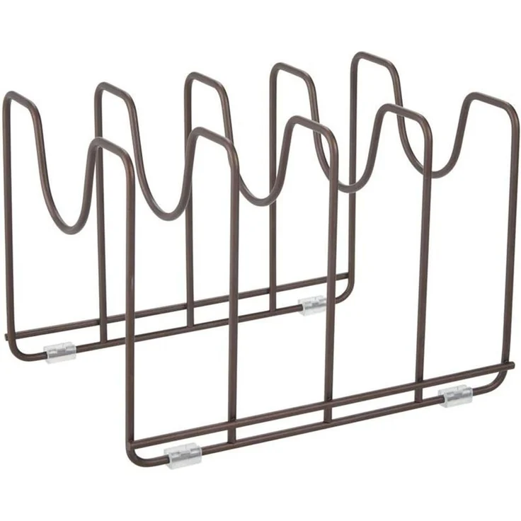 mDesign Geschirrständer Pfannenhalter Aufbewahrung Organizer Metall Bronze – Bild 1