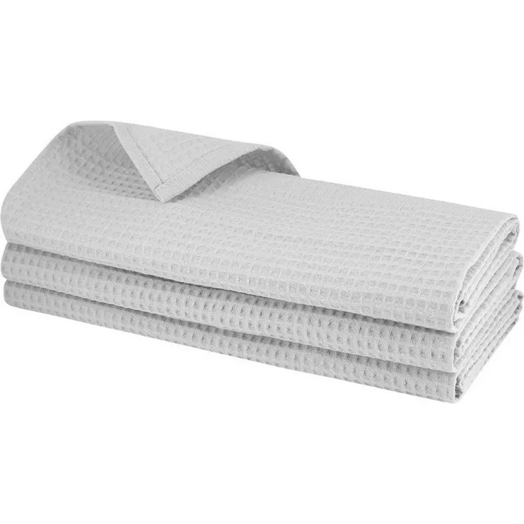 Engelland Geschirrtuch Poliertuch, (Vorteils-Set, 3-tlg, Waffel-Pique), 100 % Baumwolle, integrierte Aufhängeschlaufe, 70 x 50 cm