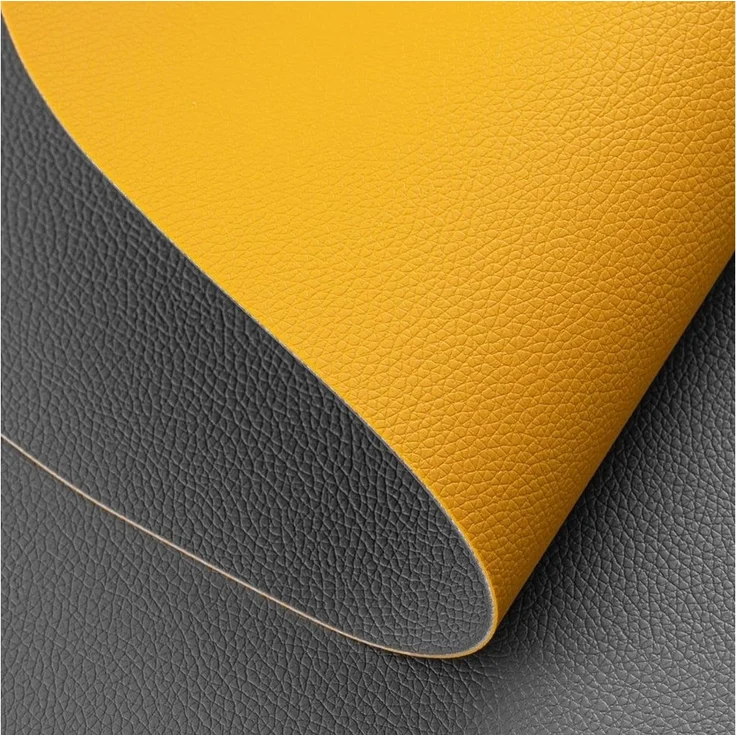 Rhein Beleuchtung Platzset Tischsets und Untersetzer aus Leder, doppelseitig(Graugelb, 4er-Set), (Set, 4-St, tischsets platzsets abwaschbar, tischset leder, tischmatte), Hitzebeständig, wärmeisolierend, rutschfest, beidseitig verwendbar – Bild 2