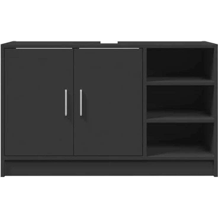 vidaXL Waschbeckenunterschrank Schwarz 90x29x55 cm Holzwerkstoff 848123 – Bild 7
