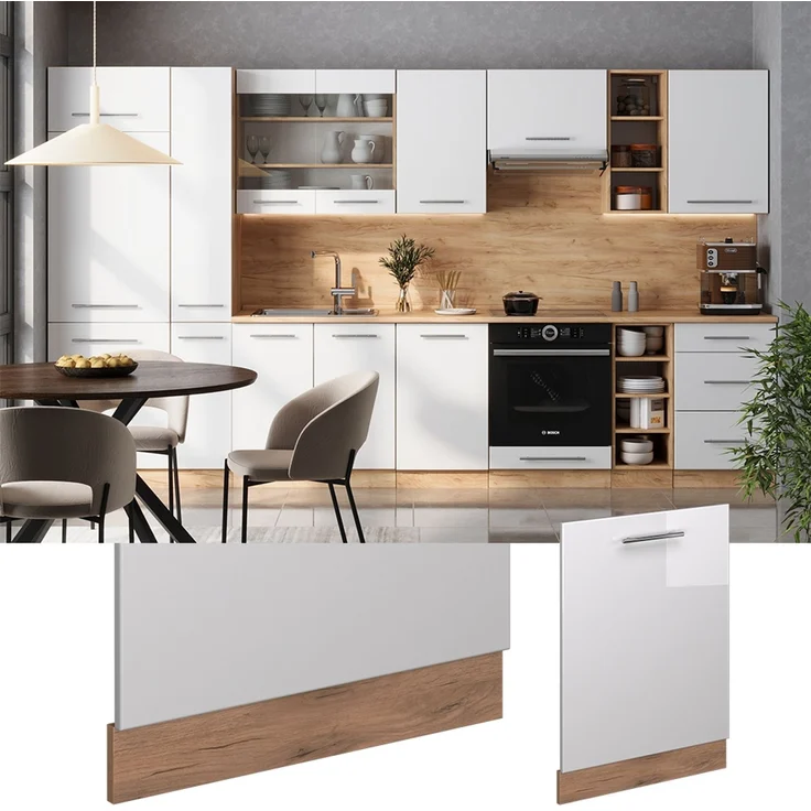 Geschirrspülblende Fame-Line Weiß Hochglanz 60 cm ohne Arbeitsplatte Vicco – Bild 3