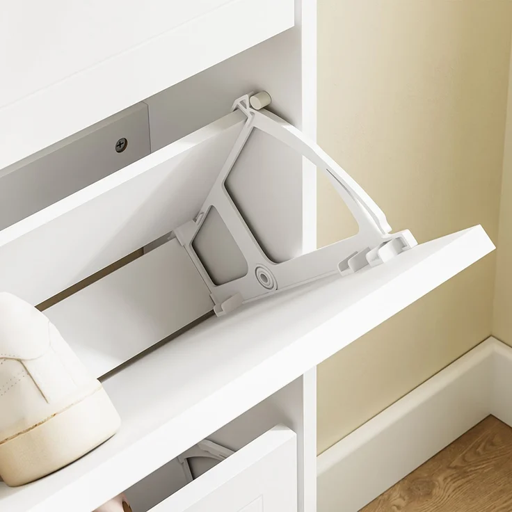 SoBuy FSR215-W Schuhschrank, MDF, Lackiert, Weiß, 76 x 113 x 18 cm – Bild 9