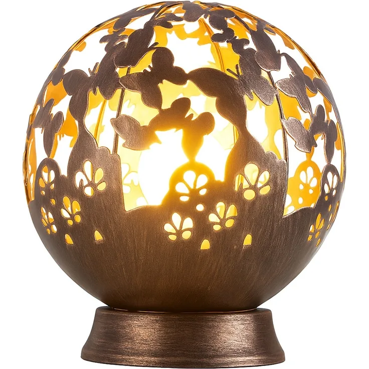 LED Solarleuchte, Kugel-Design, Schmetterling Blumen schwarz