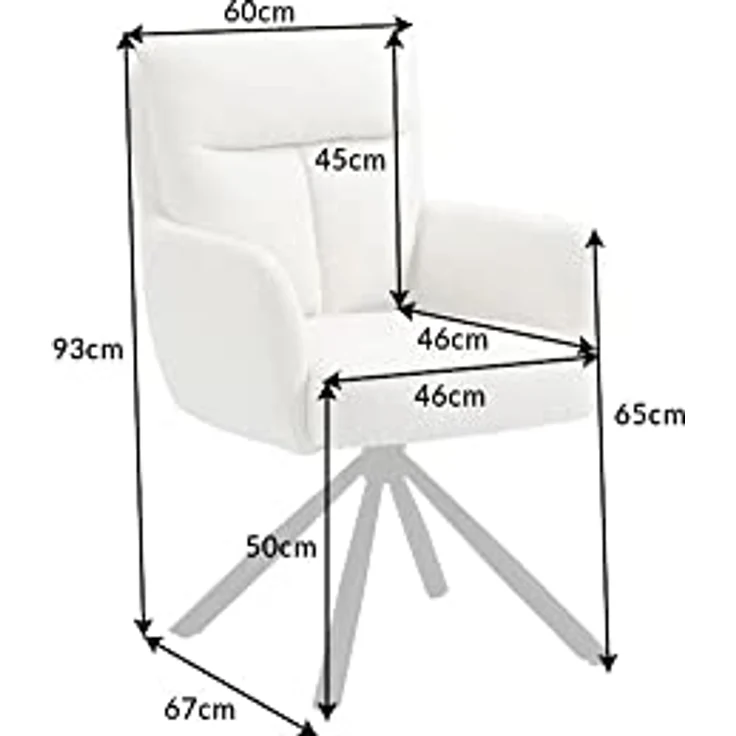 riess-ambiente Polsterstuhl BIG GEORGE weiß / schwarz (Einzelartikel, 1 St), Esszimmer · 360° drehbar · mit Armlehne · Retro – Bild 4