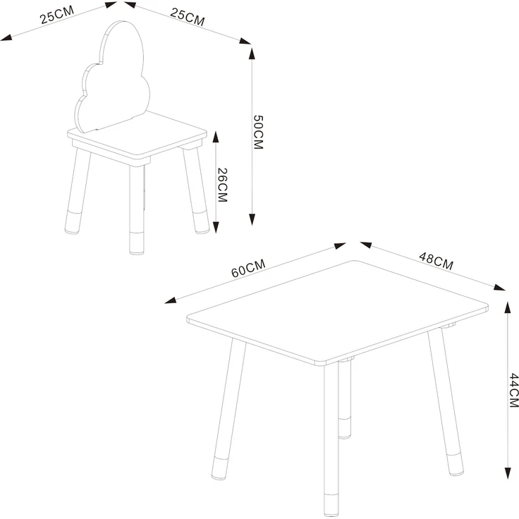 Kindersitzgruppe Hovle mit Wolken-Design Mintgrün [en. casa] – Bild 4