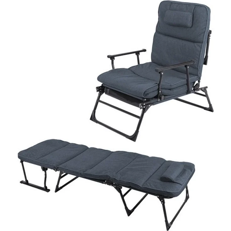 2 in 1 Gartenliege Sanitätsliege Gästebett und Relaxsessel mit Polster – Bild 4