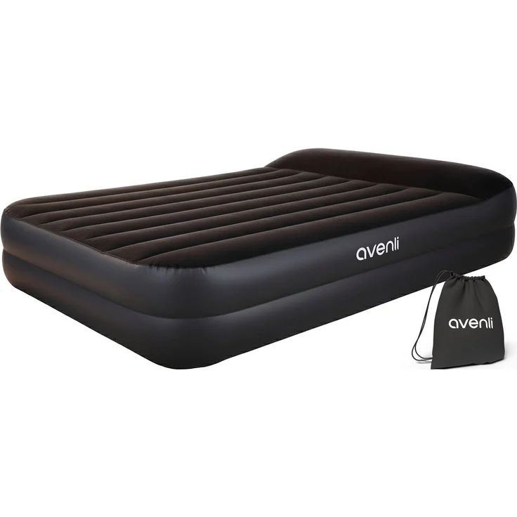 Avenli Luftbett Queen-Size Luftbett 203 x 152 x 46 cm für 2 Personen, (Gästebett aufblasbar mit integrierter Elektropumpe für 2 Personen, 2-tlg, mit integriertem Kopfteil), Aufblasbares Reise Bett inklusive Pumpe und Tragetasche – Bild 1