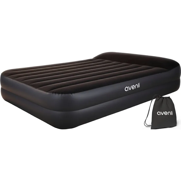 Avenli Luftbett Queen-Size Luftbett 203 x 152 x 46 cm für 2 Personen, (Gästebett aufblasbar mit integrierter Elektropumpe für 2 Personen, 2-tlg, mit integriertem Kopfteil), Aufblasbares Reise Bett inklusive Pumpe und Tragetasche