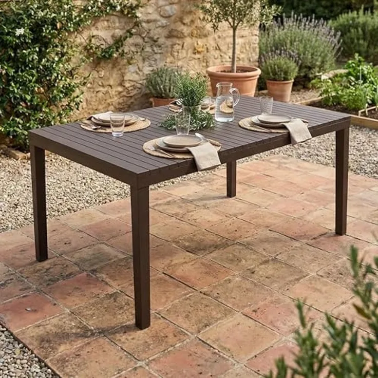 Dmora - Außentisch Maratea, rechteckiger Esstisch, Mehrzweck-Gartentisch, 100% Made in Italy, 150 x 90 x 72 cm, Anthrazit