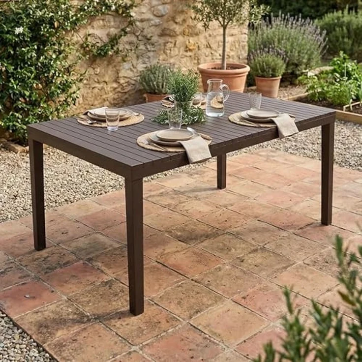 Dmora - Außentisch Maratea, rechteckiger Esstisch, Mehrzweck-Gartentisch, 100% Made in Italy, 150 x 90 x 72 cm, Anthrazit – Bild 1