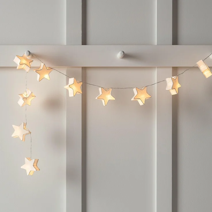Lights4fun LED-Lichterkette 10er LED Papier Stern Lichterkette Batterie – Bild 5