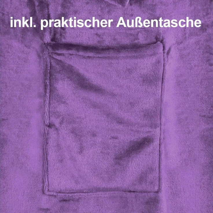 Wohndecke flauschige, tragbare Kuscheldecke mit Ärmeln und Fußtasche, Gräfenstayn, warme Ärmeldecke - TV Decke zum Anziehen - 180x150cm lila – Bild 2