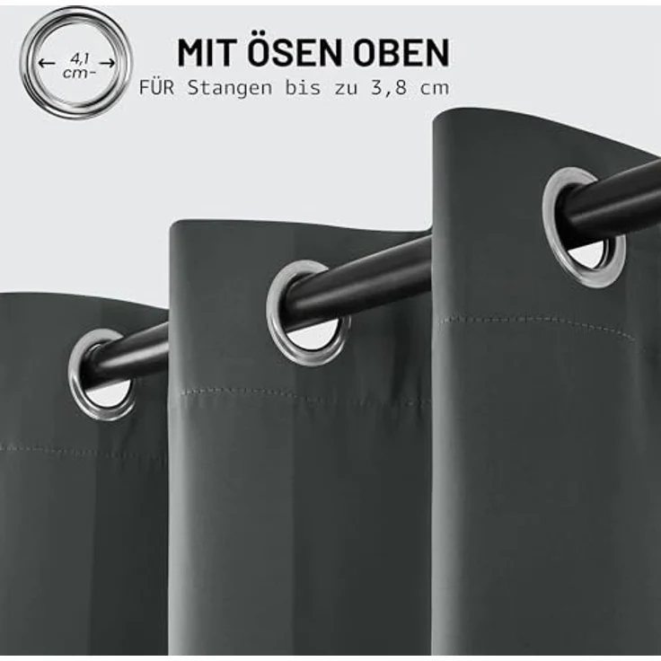 Deconovo Vorhänge Blickdicht Vorhang Lärmschutz 2er Set H 229 x B 168 cm Dunkelgrau, Schlafzimmer Gardinen mit ösen – Bild 4