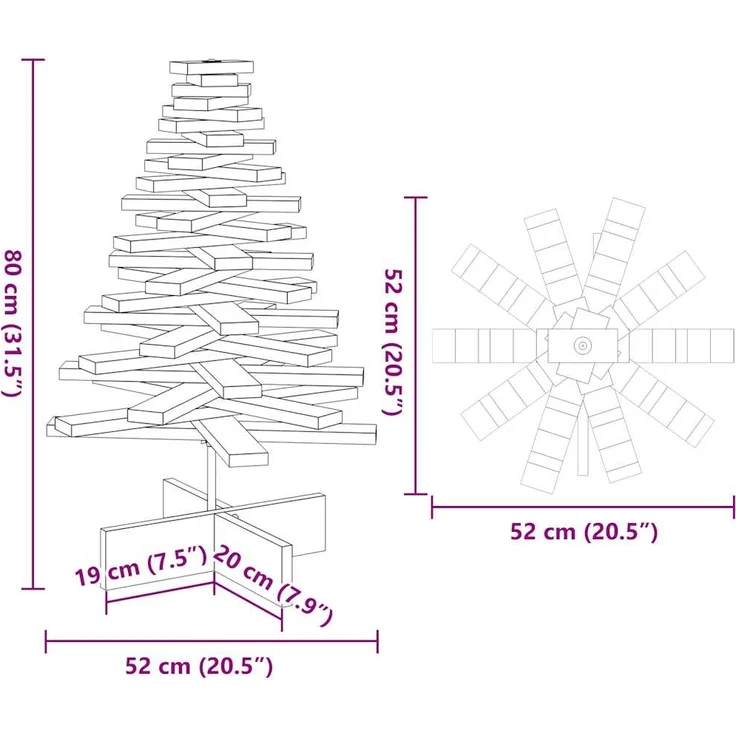 vidaXL Weihnachtsbaum zum Schmücken Weiß 80 cm Massivholz Kiefer 858202 – Bild 7